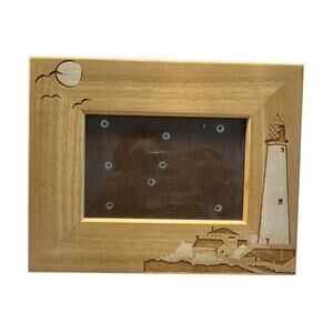 Coastal Wooden Picture Frame Inlay Marquetry Lighthouse